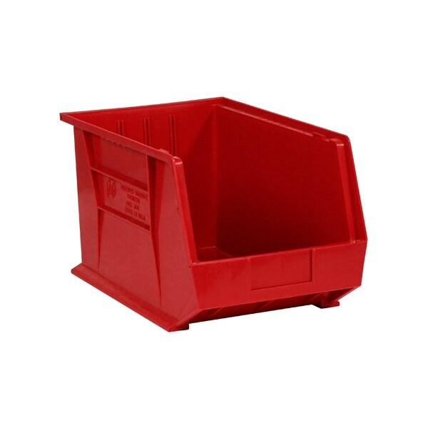 Bsc Preferred 18 x 11 x 10'' Red Plastic Stack & Hang Bin Boxes, 4PK BUY00013998 - main